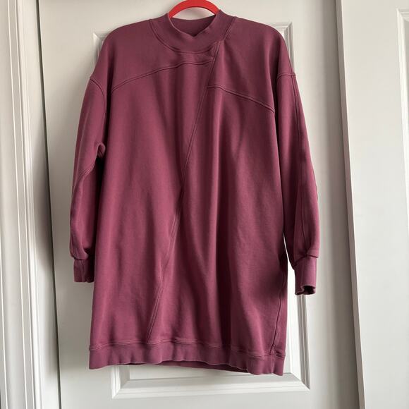 Lululemon Broken Beats Sweater Dress Cotton Plumful Sz L Athleisure - Picture 2 of 10